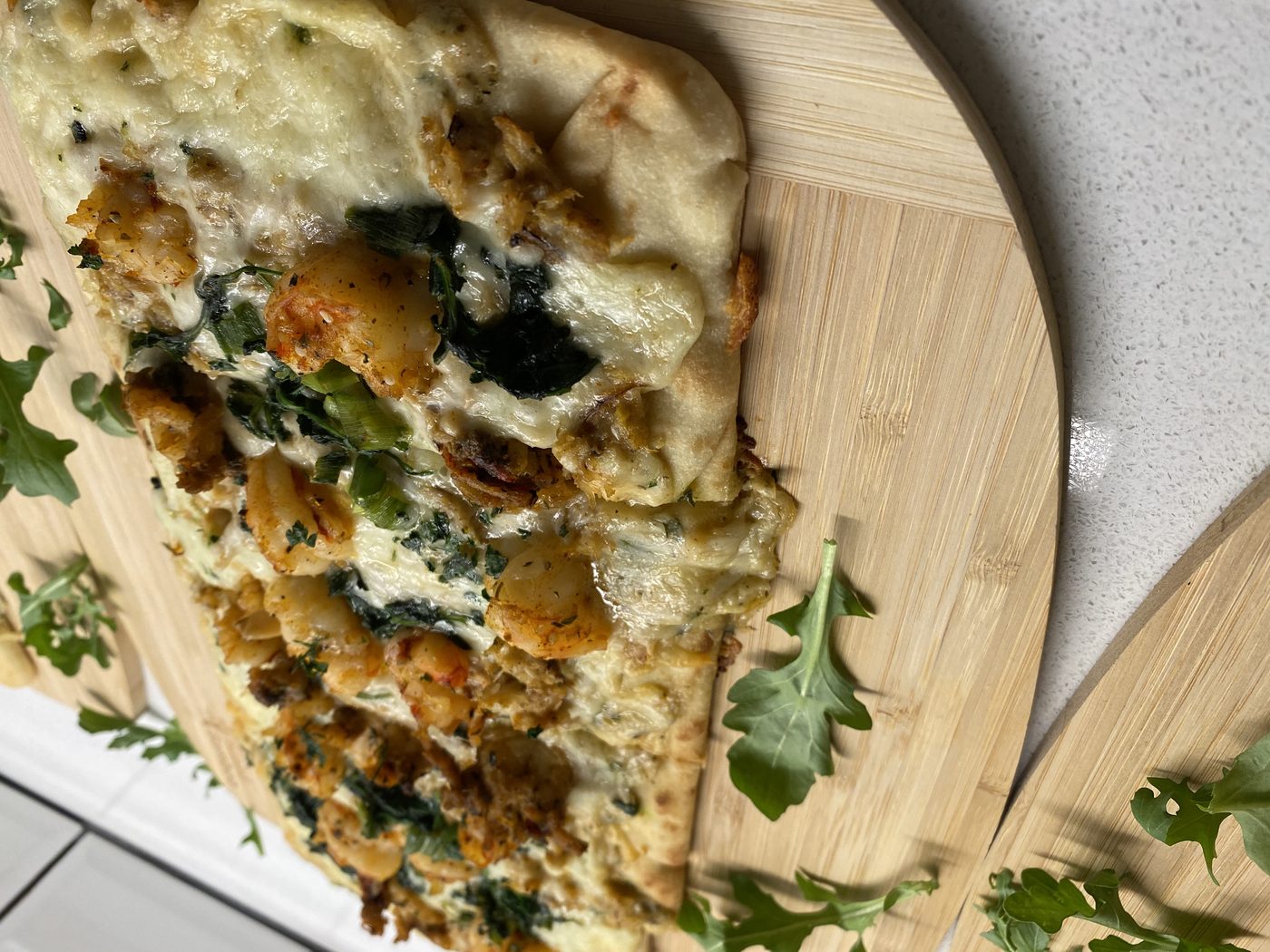 Shrimp and crab flatbread