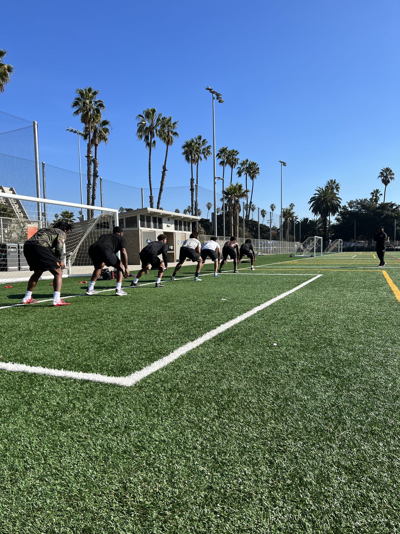 Athletes training on the field